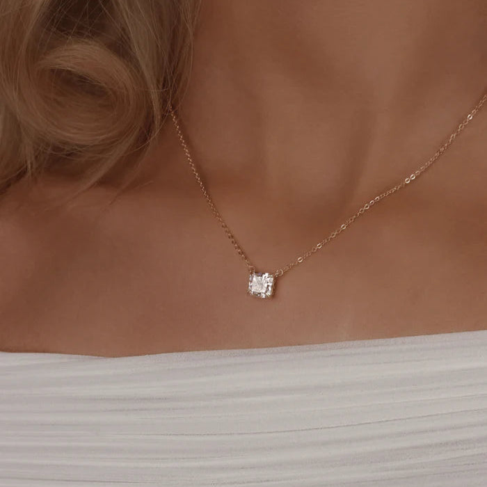 Elegant Cushion-Cut Diamond Pendant Necklace